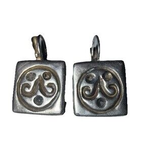 Vintage Elo Mid Century Modern Earrings 1950s Silver Tone drop